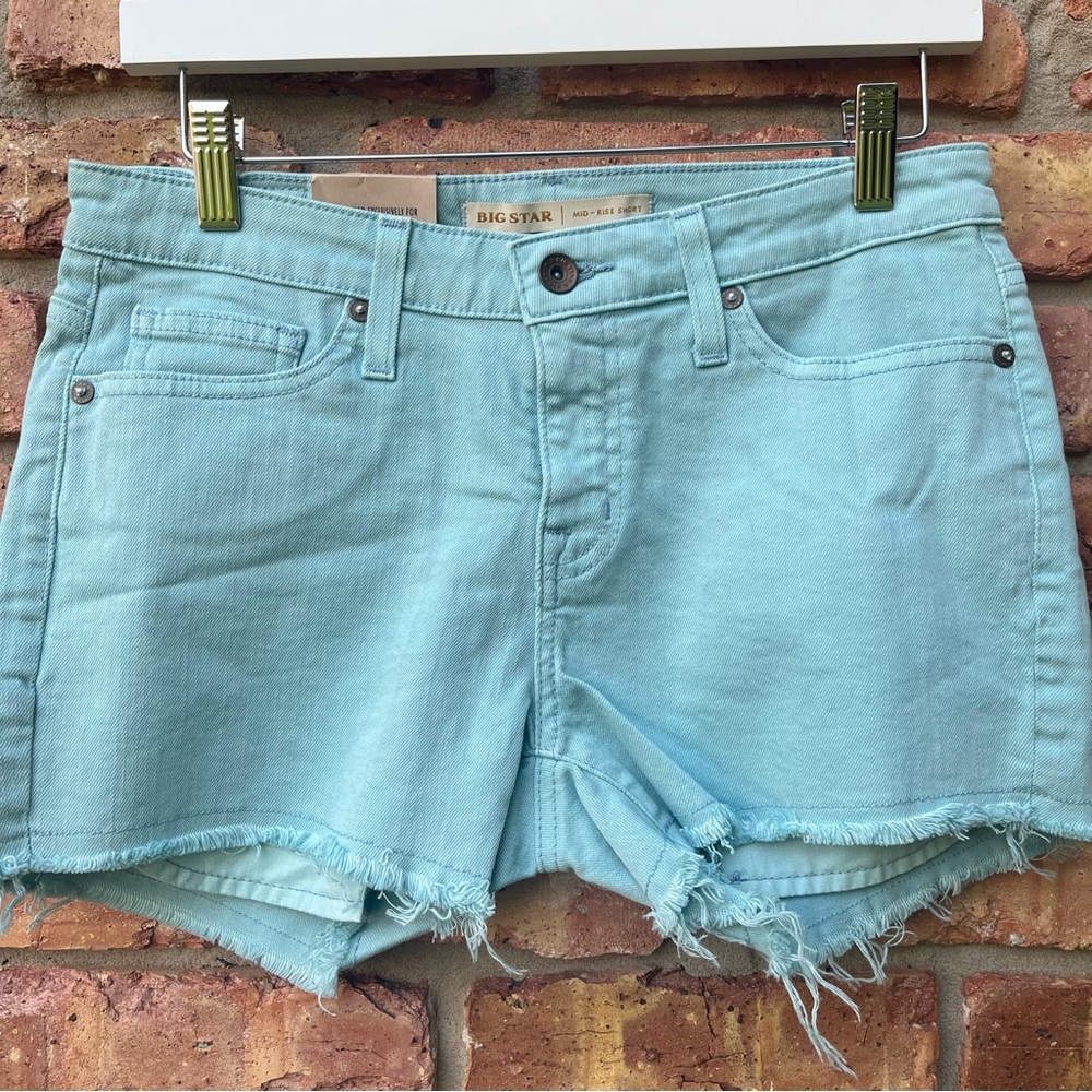 Big Star Women's Mint Green Denim Cutoff Shorts